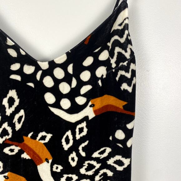 NWT Farm Rio Black Tucano Velvet Midi Dress in Black Multi XS - Picture 4 of 11
